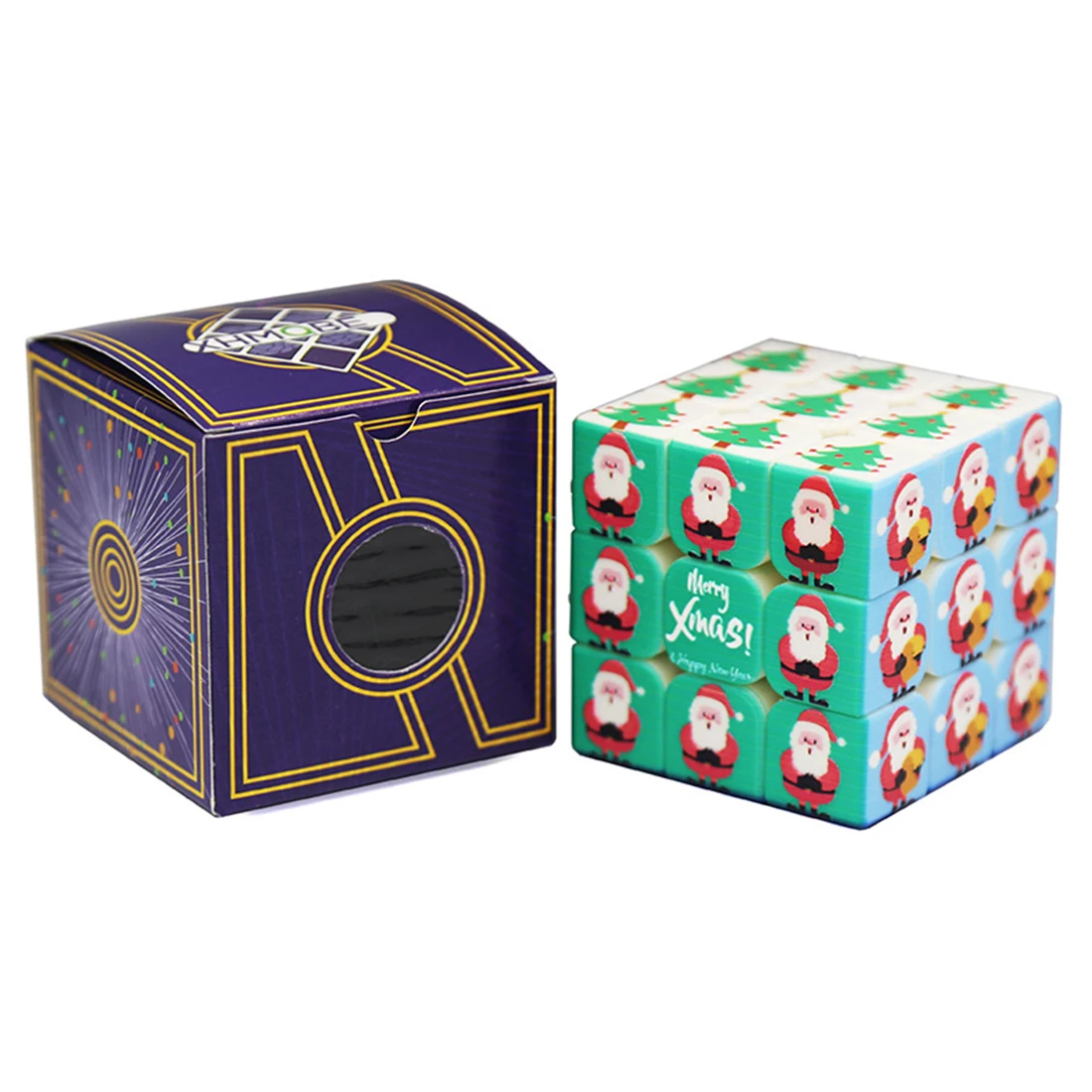 

UV Printing 3x3x3 Christmas Style Embossed Pattern Magic Cube Puzzle Toy for Brain Training Kits