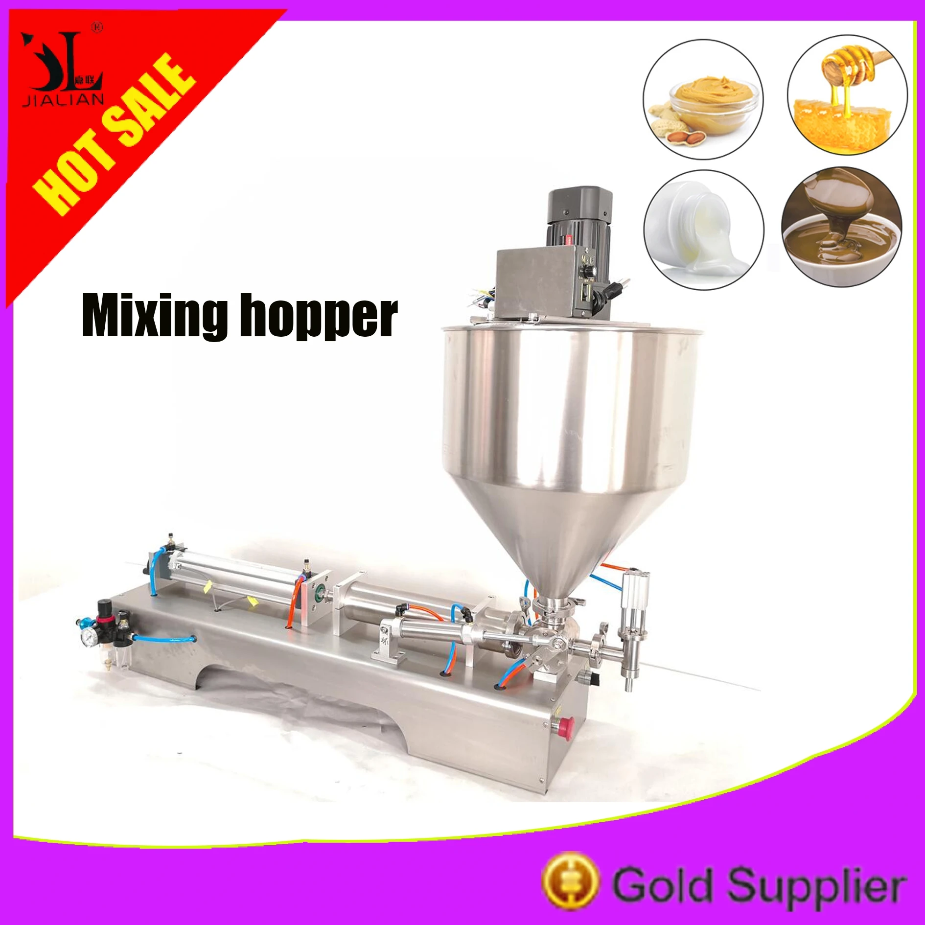 

Mixing Stirring Hopper Filling Machine Sauce Jam Chilli Chocolate Peanut Butter Cream Lotion Honey Paste Filler Free Shipping