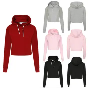 

Designer Hoodies Women Casual Long Sleeve Plain Hooded Crop Tops Sports Pullover