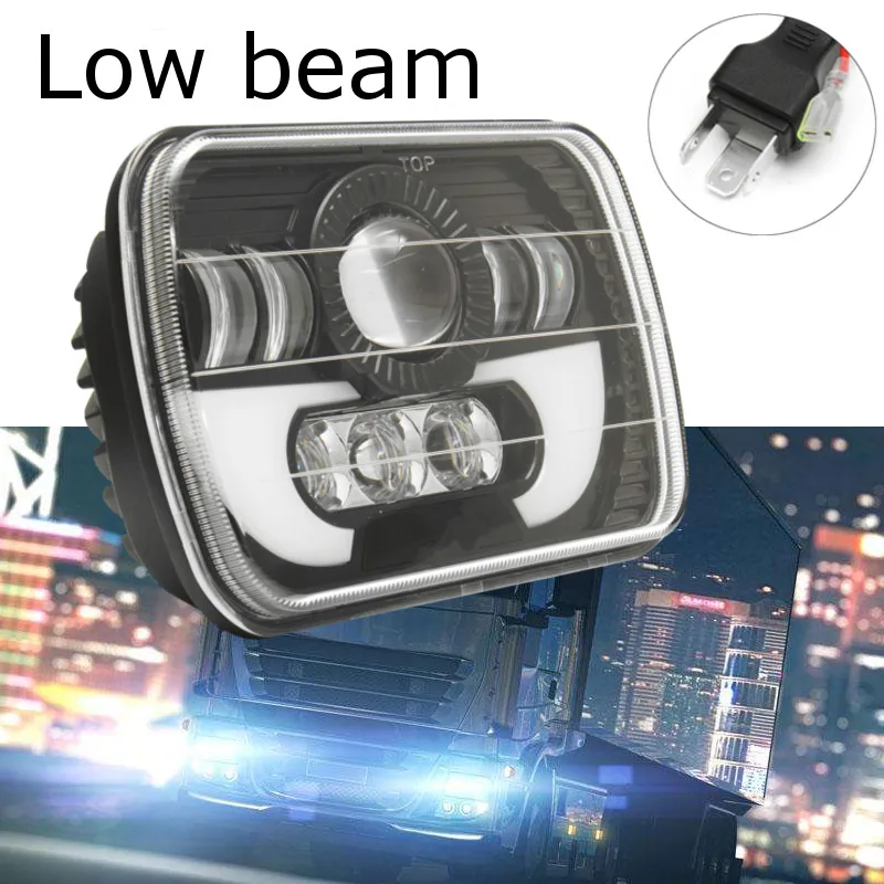 

1Pcs Car H4 LED Headlight Hi/low Beam 3 modes Square LED Daytime running Lamp DRL LED Light for Jeep for Wrangler 12V 24V