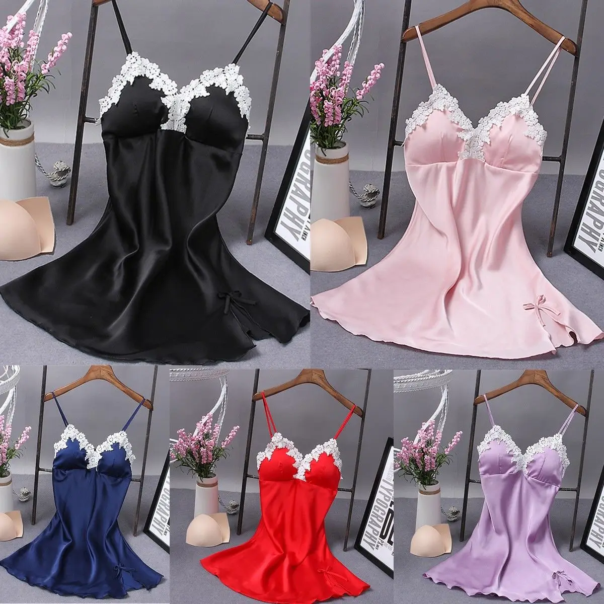 

Sexy Lingerie Women Silk Dress Babydoll Nightdress Nightgown dress Sleepwear HOT Dresses
