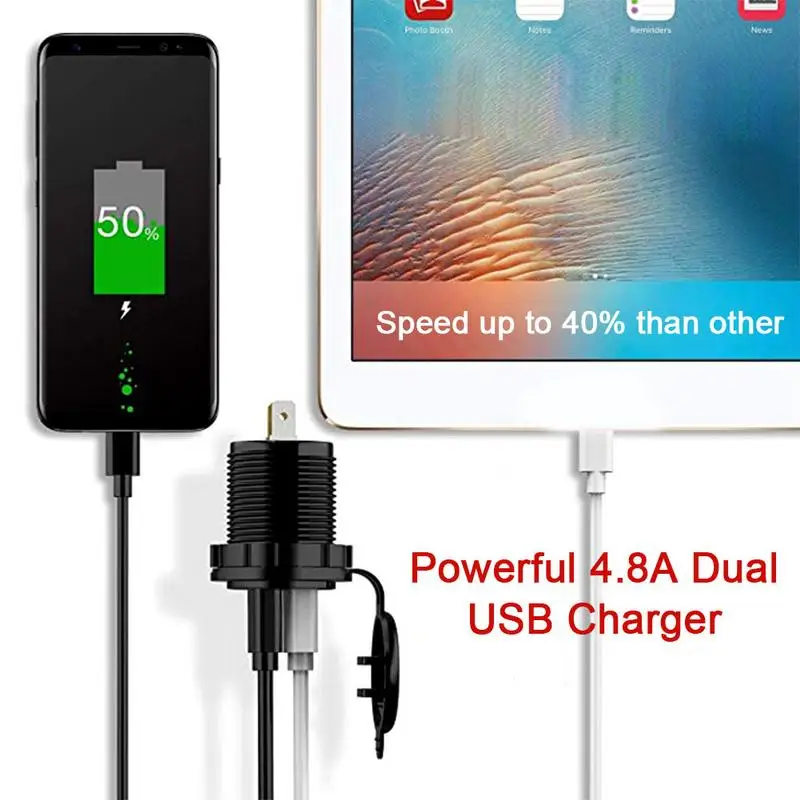 Розетка зарядная с двумя USB портами 4 8 А 10 А|Переключатели и рычаги для авто| |