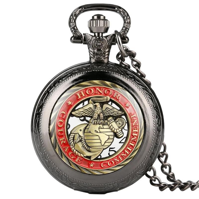 

Retro Honor Courage Commitment Pentagram Quartz Pocket Watch Necklace Pendant Men Women Chain Watch Gifts as Collectibles