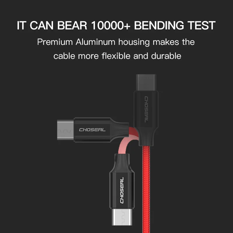 Choseal USB 2,0-USB-C быстрое зарядное устройство нейлоновая оплетка type-C кабель для передачи данных для samsung Galaxy S10 9 для huawei mate 20 Pro шнур зарядного устройства