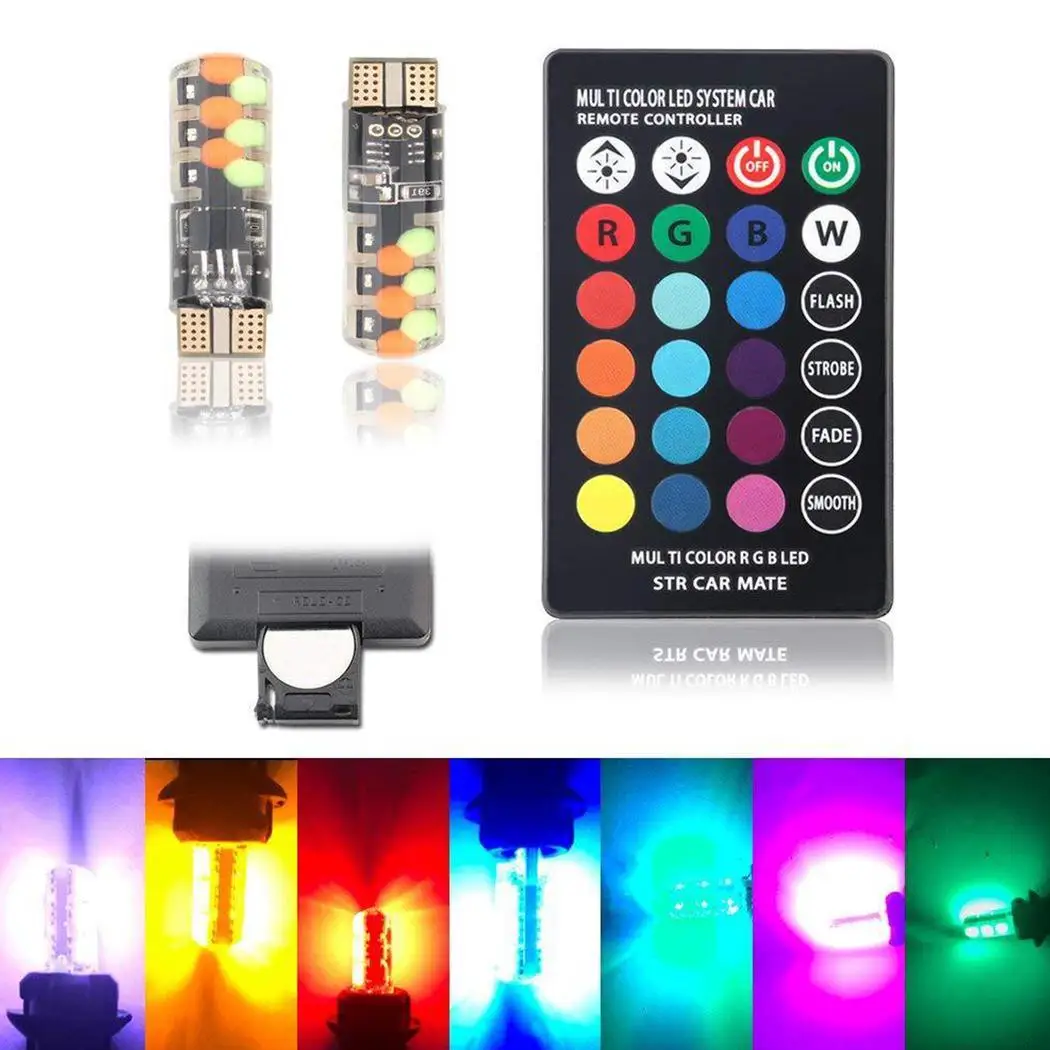 

Durable Practical Universal Car LED Width Side Interior Light Decoding Romete Control 330 LM Bulb Multicolor