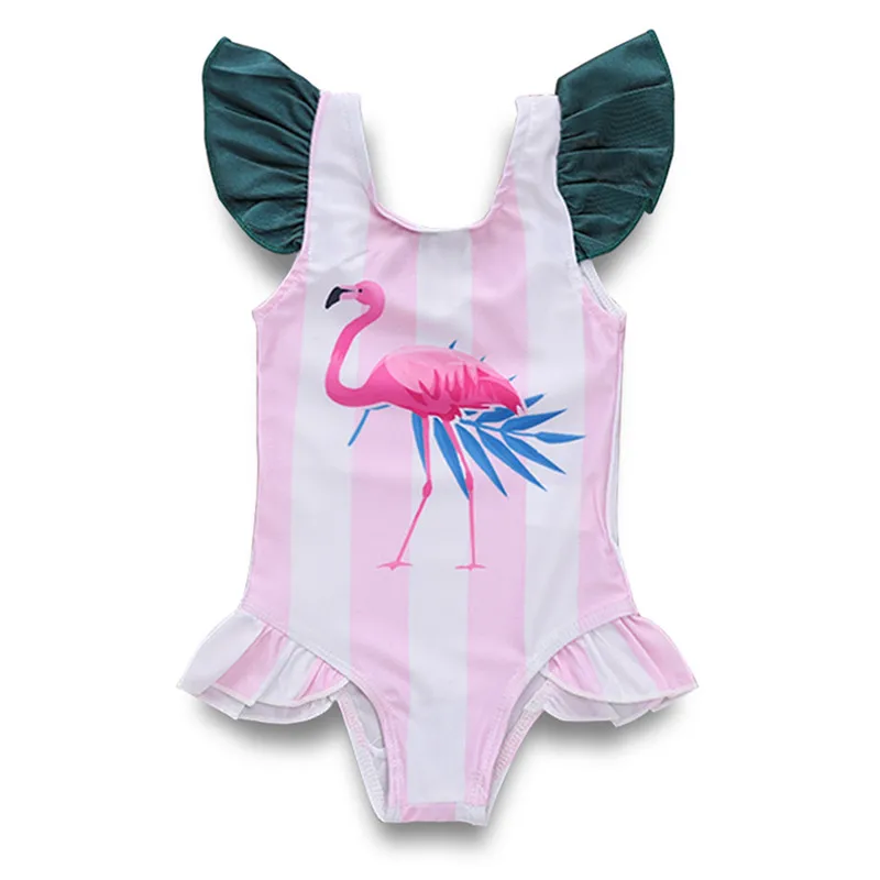 

Kids Baby Girls Flamingo Bikini 2019 Newborn Baby Girl Striped Swimwear Summer Holiday One-piece Swimsuit Bathing Suit Beachwear