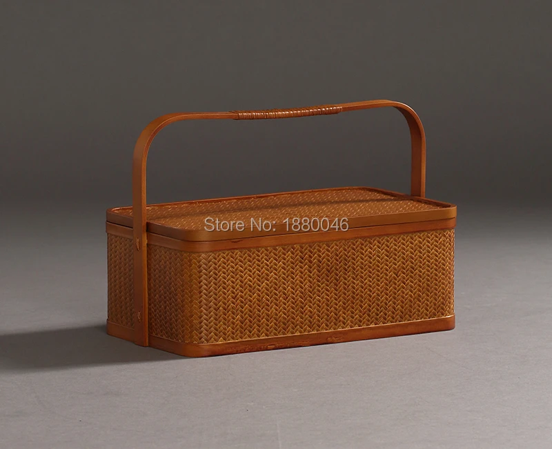 Чайная коробка 36x21x25 см, бамбуковый вязаный чайный сервиз, чайный набор для путешествий, чайная чашка, Бамбуковая воздушная корзина и чемодан