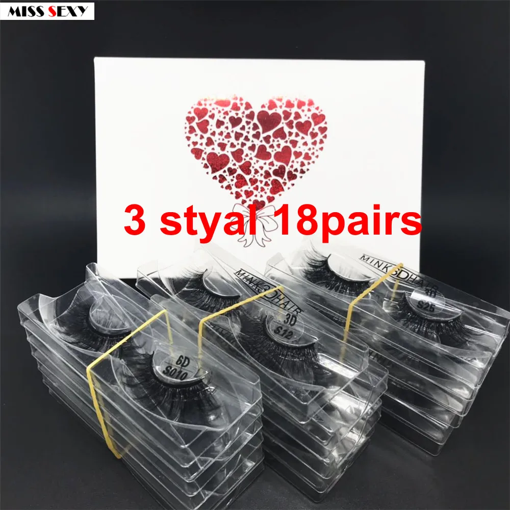 Miss sexy lash 18a3 3D норковые накладные ресницы толстые ручной работы макияж набор