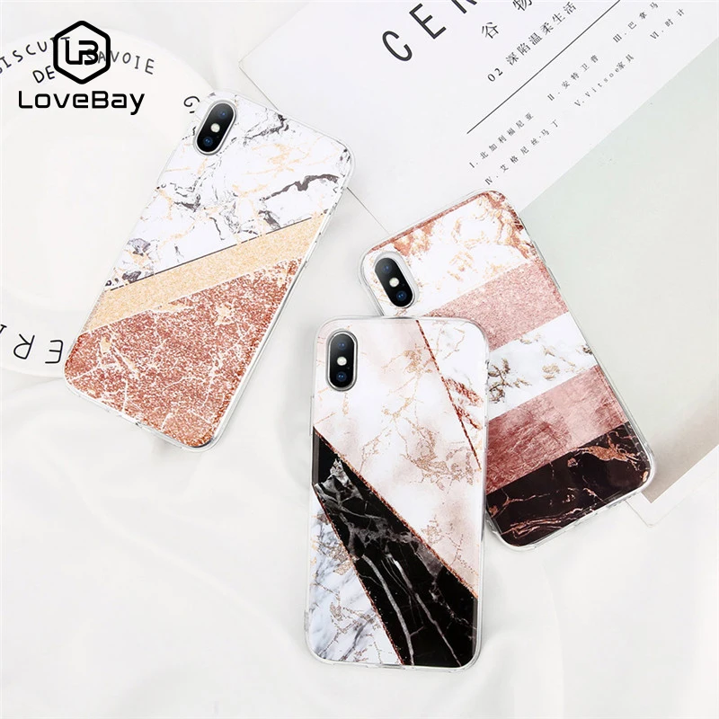 Чехол Lovebay для iPhone 6 S 7 8 Plus X XR XS MAX 5 5S SE модный геометрический чехол с блестками