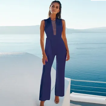 

Sexy Sleeveless Women Rompers Jumpsuit Pants Summer Clothes White Blue Lady Office Formal Jumpsuit
