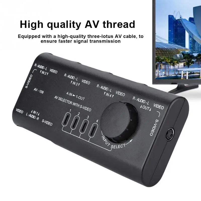 AV 109 4 в 1 выход RCA Переключатель Аудио Видео переключатель полосный сплиттер для