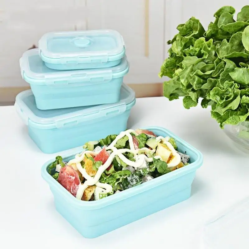 

3pcs/set Silicone Lunch Box Folding Bento Box Collapsible Portable Lunch Box for Food Dinnerware Food Container Bowl