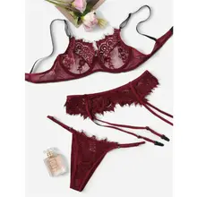 Женское сексуальное нижнее белье, ночное платье, трусики-стринги, кружевное нижнее белье, комплект с бюстгальтером