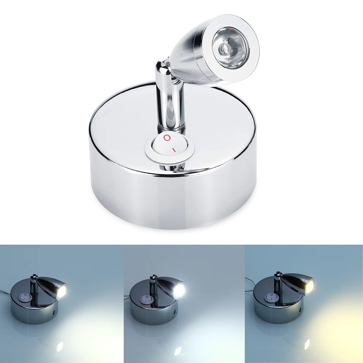  1Pcs 12-24V LED Spot Reading Light 180 Degrees Home Interior Spotlight Button Switch For RV Caravan