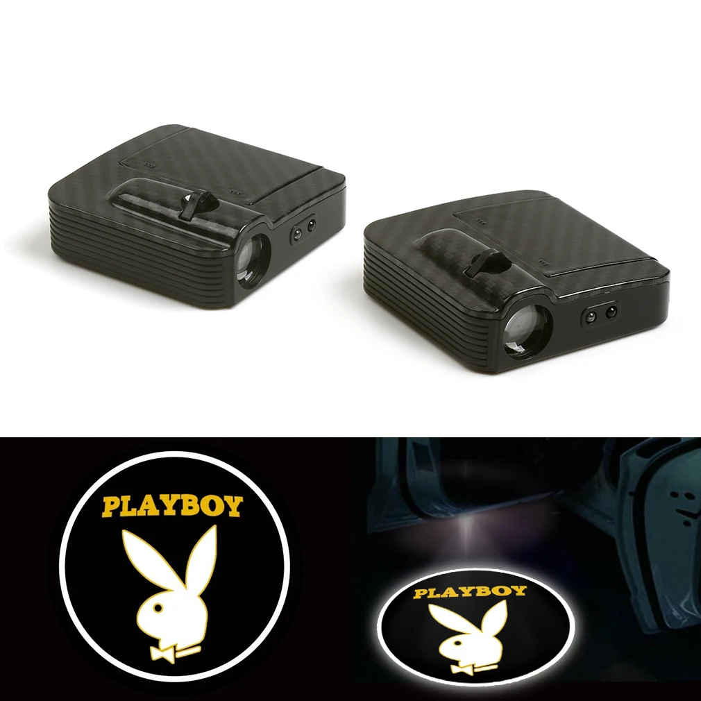 

New Courtesy Fit For Playboy Clothes LED Car Logo Door Ghost Shadow Laser Projector Light 12V Pair