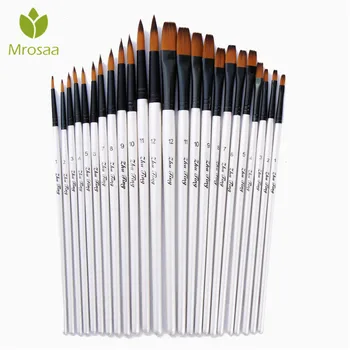 

12/24Pcs Nylon Hair Wooden Handle Watercolor Paint Brush Pen Set for Oil Acrylic Painting Art Paint Brushes Drawing Supplies