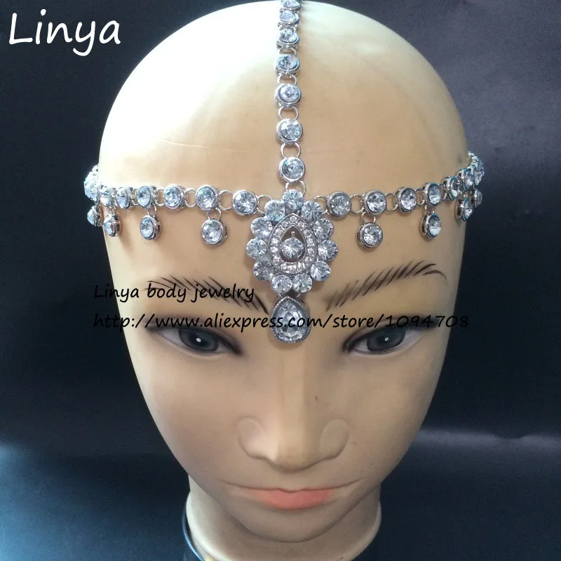 

HC-134 Bohemian Queen Crystal Head Chain Headpiece, House Of Harlow Style Gypsy head jewelry, Wedding Headchain