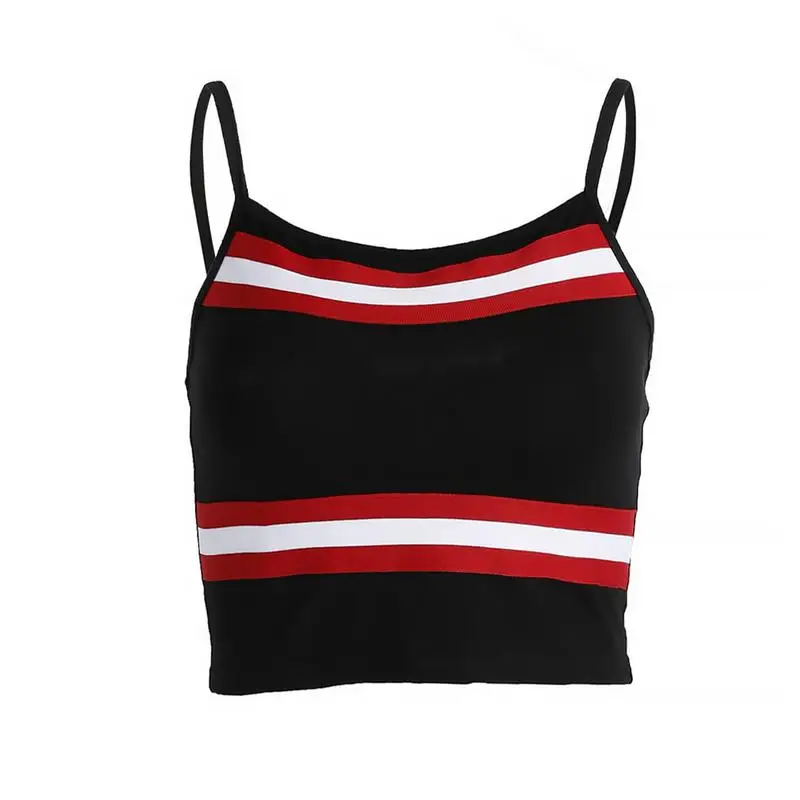 Summer Thin Section Women Sexy Short Vest Sling Red Black Splice Striped Pullover Slim Fit Large Size Beauty Back Bottom Vest Summer Thin Section Women Sexy Short Vest Sling Red Black Splice Striped Pullover Slim Fit Large Size Beauty Back Bottom Vest