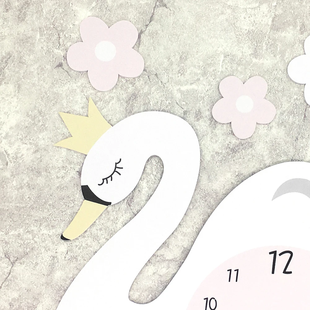 Лебедь настенные часы ПВХ мультфильм подвесные часы декор интерьера Тихая детская комната настенная наклейка на стену в форме часов для детской комнаты Муро