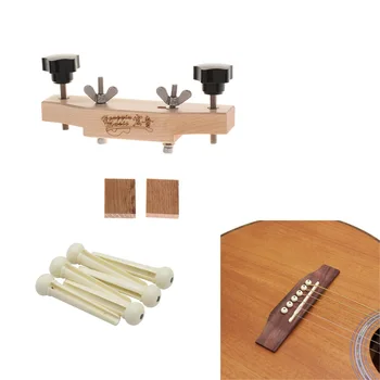 

1 set Stringed Instruments Practical Guitar Bridge Install Clamp with String Pegs for Luthiers Tool