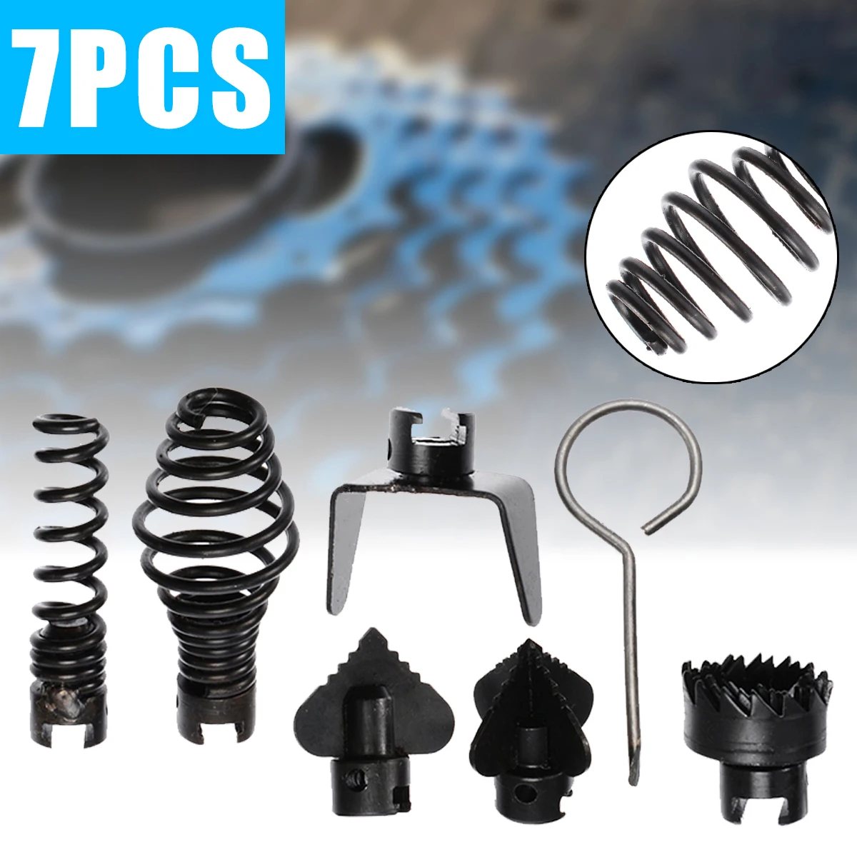 

7pcs 16mm Drain Cleaner Cutter Manganese Steel Drain Cleaner Machine Combination Cutter Head Set