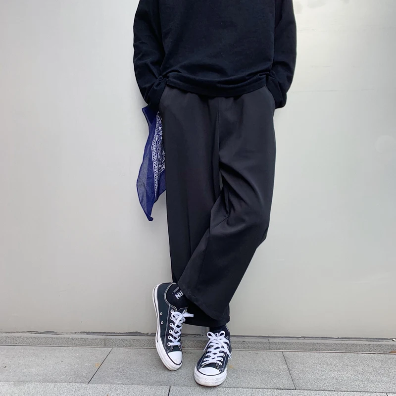 Men's Casual Pants 2019 Four Seasons Applicable Youth Popular Loose Straight Nine Pants Wide Legs Wild Harem Pants Teen Menswear