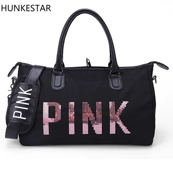 

2018 Black Sequins letters Duffle Bag Women Gym Bags Tote Beach Handbag Travel Shoulder Bags traing bag