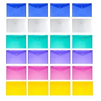 

Lots 24 Pcs Waterproof Transparent Document Bag File Folder with Snap Button Closure,Project Envelope Folder (24 pcs pack)
