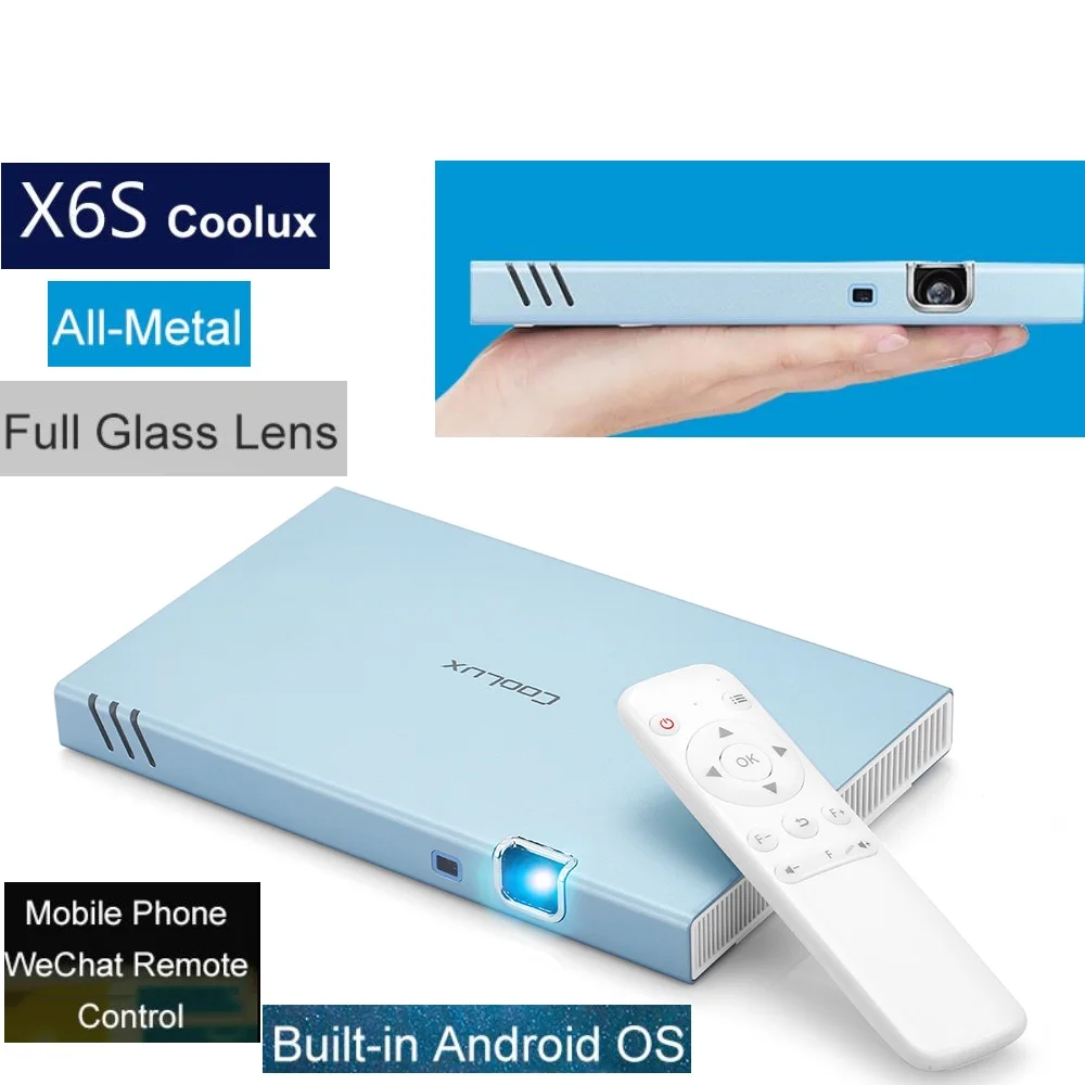 

Coolux X6S Mini Projector 1000 LM Mobile Cinema Dual CPU 2.4G/5G WiFi 2000:11080P Bluetooth 22dB 15-300 Inch Android IphoneXS