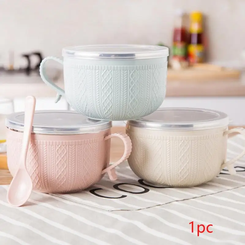 

1pc Large Stainless Steel Bowl of Instant Noodles to Eat Rice Bowl With Lid, Household Utensils Soup Bowl Rice Bowl