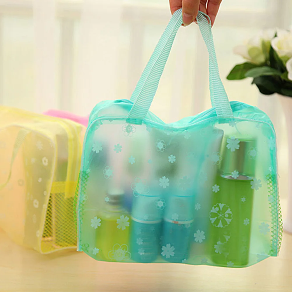 Путешествия Цветочные водостойкие косметички из ПВХ женские прозрачный, с застежкой на молнии Make Up Organizer стакан в ванной сумки моющиеся