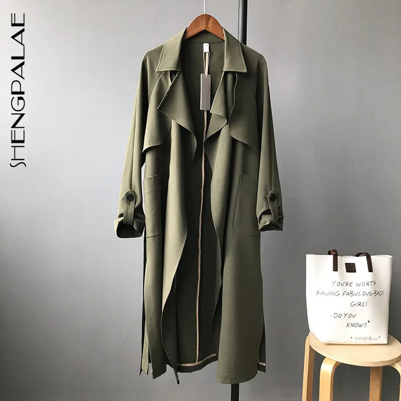 

SHENGPALAE Korean Fashion Loose Windbreakers Long Sleeve Turn-down Collar Jackets 2019 New Summer Vintage Tide Women Coat FM055