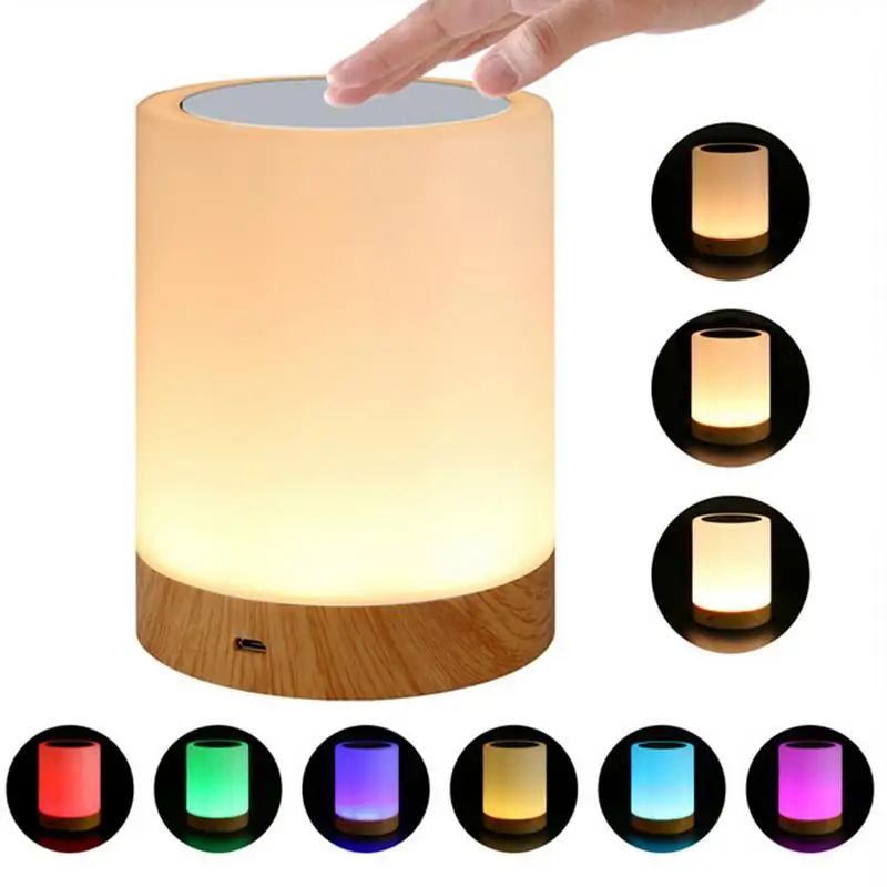 

6 Colors Light-adjustable LED Colorful Rechargeble Little Nightlight Table Bedside Nursing Lamp Breathing Touch light 40