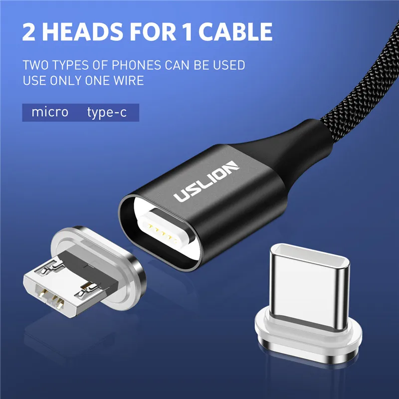 USLION كابل مغناطيسي 3A سريع شحن USB نوع C كابل و المصغّر USB كابل المغناطيس شاحن البيانات تهمة الهاتف المحمول الكابلات سلك USLION كابل مغناطيسي 3A سريع شحن USB نوع C كابل و المصغّر USB كابل المغناطيس شاحن البيانات تهمة الهاتف المحمول الكابلات سلك