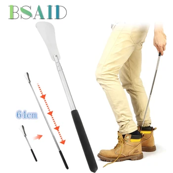 

BSAID 64cm Stretchable Shoe Horns Silicone Handle Stick Stainless Steel Shoe Horn Adjustable Length Shoehorn For Women Men Shoes