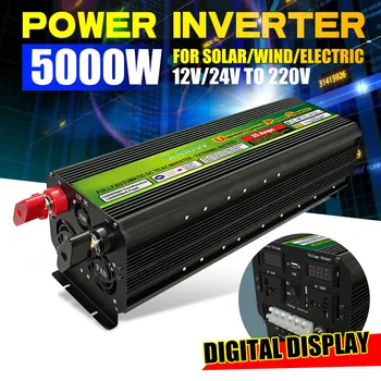 

5000Watt 10000W(Peak) 12/24V To 220V 60Hz UPS Power Inverter Solar/Wind Rechargeable LCD display voltage Car Power Inverter
