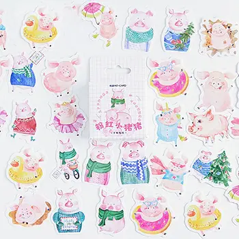 

46pcs Pink Pig Stickers Kawaii Stationery DIY Scarapbooking Jounal Photo Album Decorations Packaging Sealing Labels