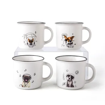 

4 Pieces Cute Dog Cartoon Coffee Mug Kids Tea Breakfast Milk Cups Water Drinking Mugs Drinkware Handmade Juice Lemon Teacup Gift