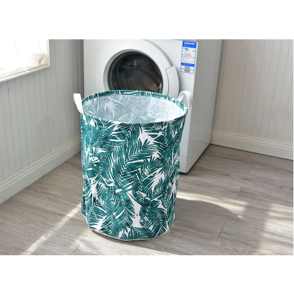 القطن و الكتان أشتات سلة التخزين طوي المحمولة سلة الغسيل الأزرق يترك القذرة صندوق تخزين ملابس المنظم