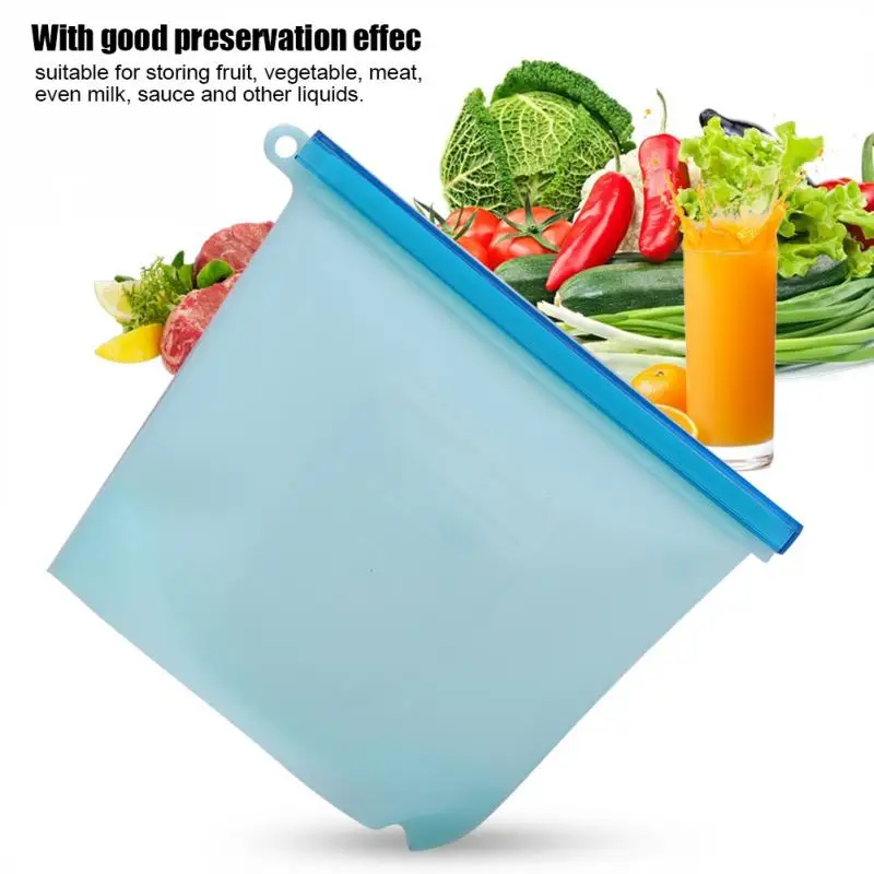 

Reusable Vacuum Silicone Food Bag Sealer Milk Fruit Meat Kitchen Organizer Storage Bags Fridge Food Containers Refrigerator Bag