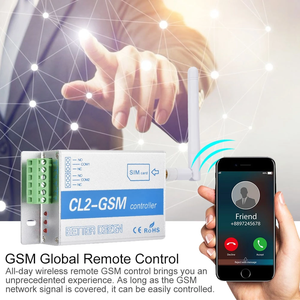 

4 channels CL2-GSM Wireless GSM SMS Remote Controller for Gate Opener Barrier Shutter Garage Door Opener Hot