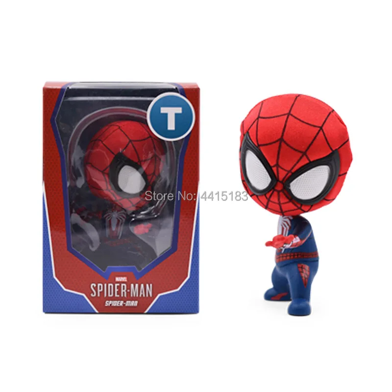 4" Western Animiation Q Style Spider-man PVC Action Figure Doll Collectible Model Toy Head Shake An On-Board Christmas Gift