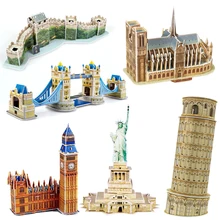 3D бумажная головоломка модель Биг Бен башня лундон мост Пизанская башня Статуя Свободы DIY строительные игрушки Развивающие детские игрушки