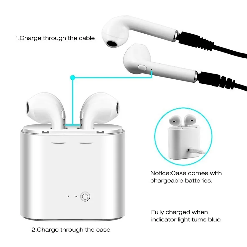 I7 I7s TWS Wireless Bluetooth Earphones In-Ear Music Earbuds Airpod Stereo Headset For Iphone X 6 7 8 Samsung Xiaomi Retail Box