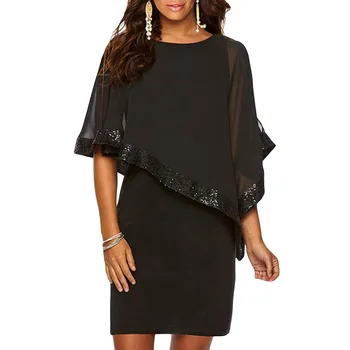 

A-Line Dress Paillette New Pattern Irregular Grid Hollow Out Mini Dresses Women