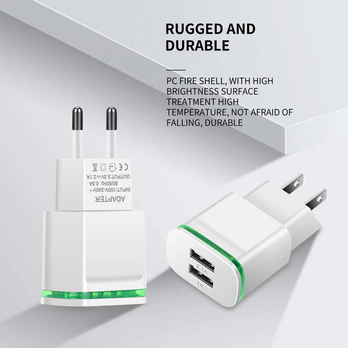 

Universal EU US Plug 2 Ports LED Light USB Charger 5V 2.1A Wall Adapter Mobile Phone Charger Charging For iPhone iPad Samsung