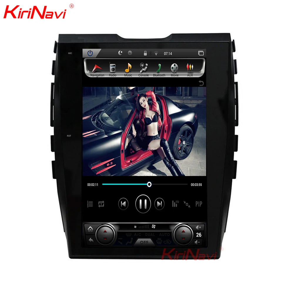 Best KiriNavi Vertical Screen Tesla Style 12.1 Inch Android 6.0 Car Radio Multimedia For Ford Edge GPS Navigation Bluetooth 4G 2015+ 5