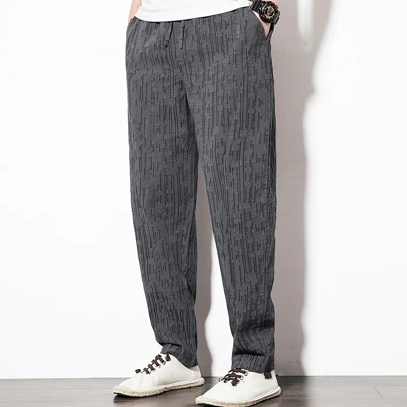 #4596 Summer Wide Leg Pants Linen Loose Vintage Red/Black/Grey Casual Harem Pants Plus Size 4XL 5XL Thin Joggers Elastic Waist #4596 Summer Wide Leg Pants Linen Loose Vintage Red/Black/Grey Casual Harem Pants Plus Size 4XL 5XL Thin Joggers Elastic Waist