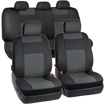 

9PCS/Set Car Seat Covers PU Leather Full Car Seat Cushion Universal Fit Interior Accessories Protector Color Black Car-Styling