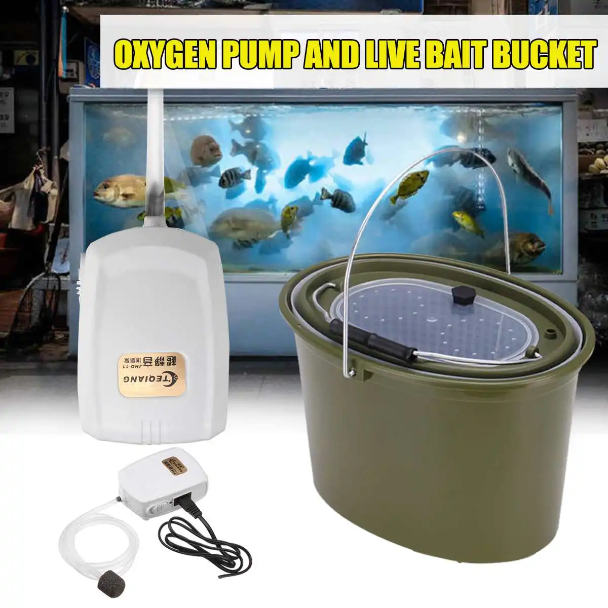

1 Set Portable Fishing Bucket With Outlet Air Pump Oxygen Pump Bait Folding Water Container Fish Holder Fishing Tackle Outdoor